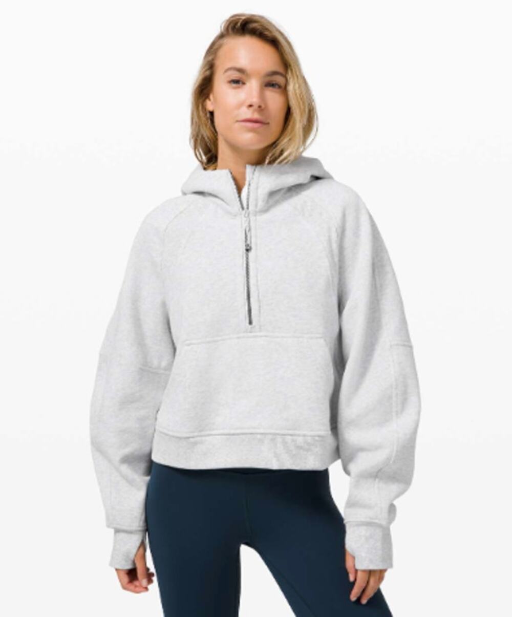 LULULEMON Scuba Oversized 1/2 Zip Hoodie Heather Core Light Grey Sz M/L {3T33}